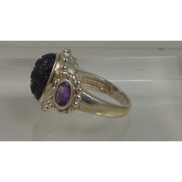 Handcrafted Sterling Silver Ring Vintage Purple Amethyst Chalcedony Size 8  OOAK - Picture 4 of 9